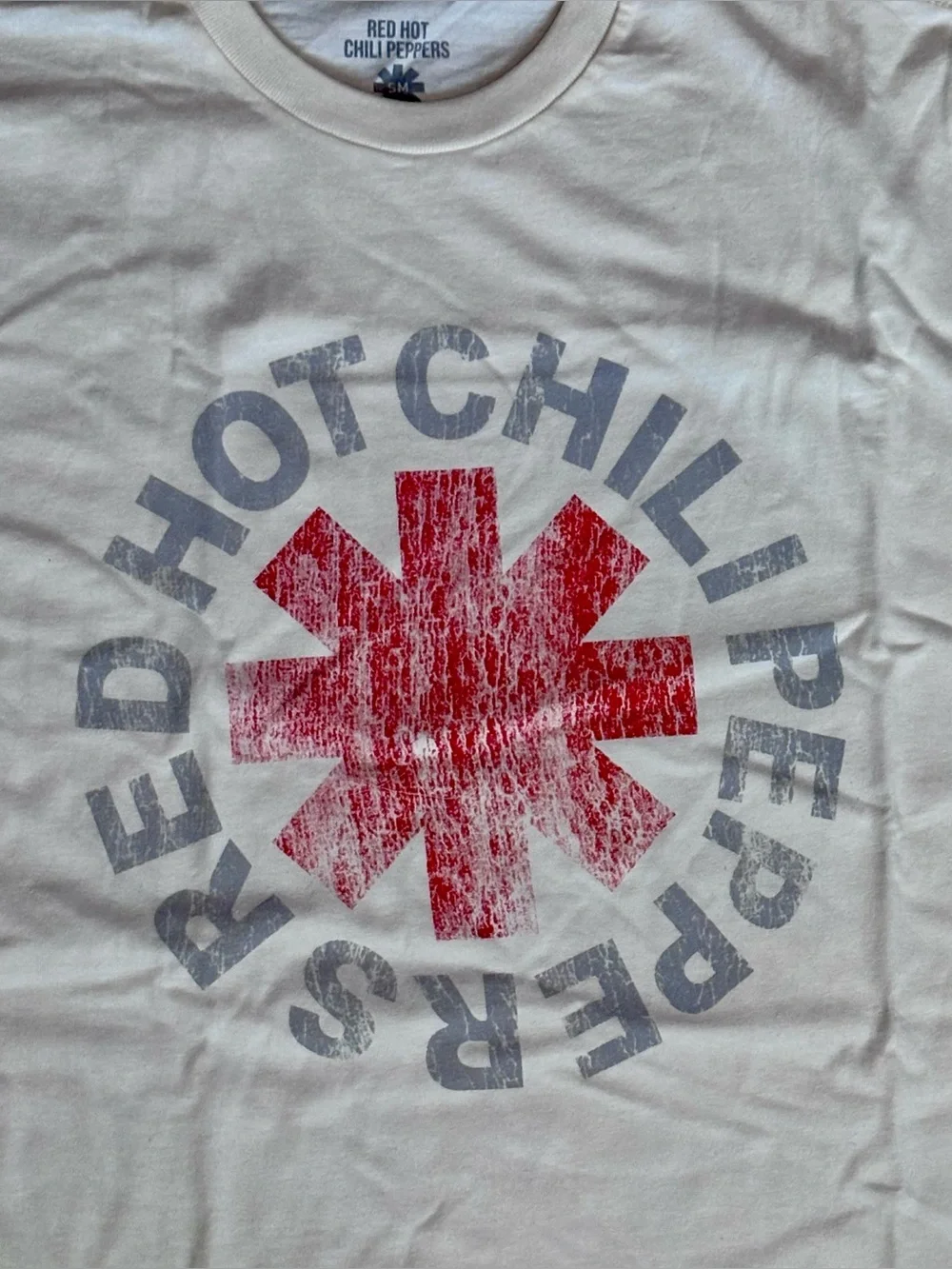 Red Hot Chili Peppers Logo Tee in Cream Shirt Size S/M